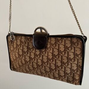 Authentic vintage Christian Dior shoulder bag with metal strap